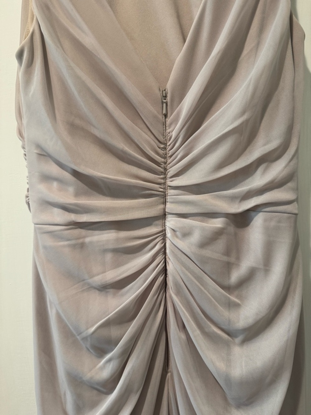 David's Bridal Sleeveless Ruched Maxi Dress in Light Taupe - Picture 3 of 5